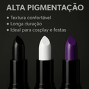Batom Gótico Artístico, Preto, Branco ou Roxo, Maquiagem Criativa, Cosplay e Festas Temáticas