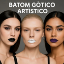 Batom Gótico Artístico, Preto, Branco ou Roxo, Maquiagem Criativa, Cosplay e Festas Temáticas