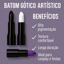 Batom Gótico Artístico, Preto, Branco ou Roxo, Maquiagem Criativa, Cosplay e Festas Temáticas