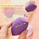 Kit 4 Peças Conjunto Pincel Esponja de Maquiagem, 2 Pincéis Para Base + 2 Esponjas De Maquiagem, Uso Úmido E Seco